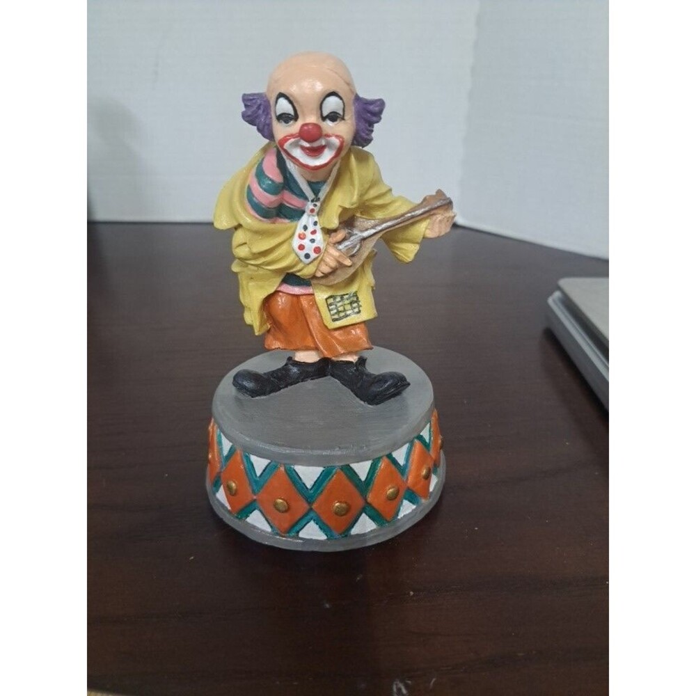 1998 Clown With Ukelele Signed And Dated Handpainted Music Box